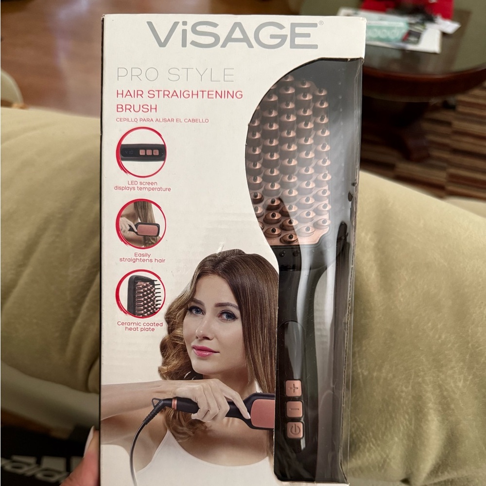 Hair Straightening Brush - Black and Copper